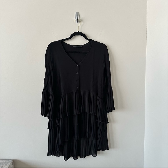Zara-chiffon Pleated High Low Dress - Picture 2 of 9